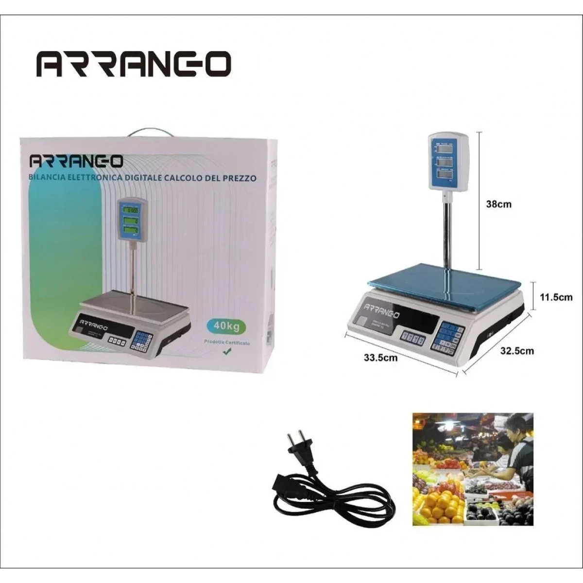 Ζυγαριά Λιανικής με Κολώνα 40kg/2gr Arrango AB57132 Λευκό - Image 3