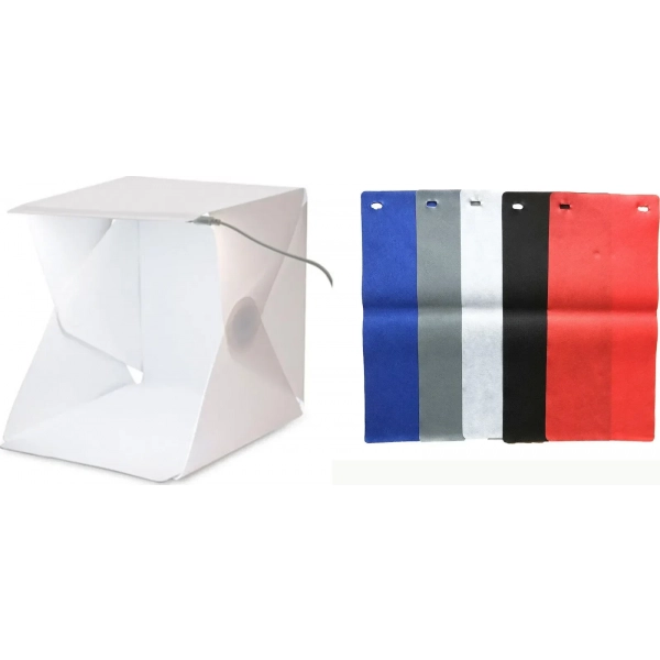 Photo Box Folding Portable Studio Mini DRA-055020 Φωτιζόμενο με Πολλαπλά Backround Άσπρο 20x20x20cm