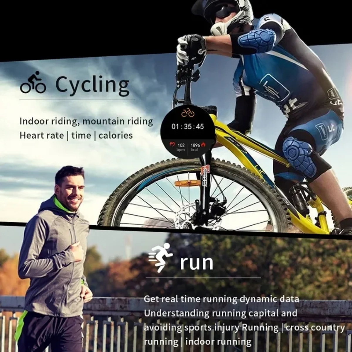 E15 Smartwatch Report IP68 Waterproof Heart Rate Monitor - Μαύρο Ανθρακί