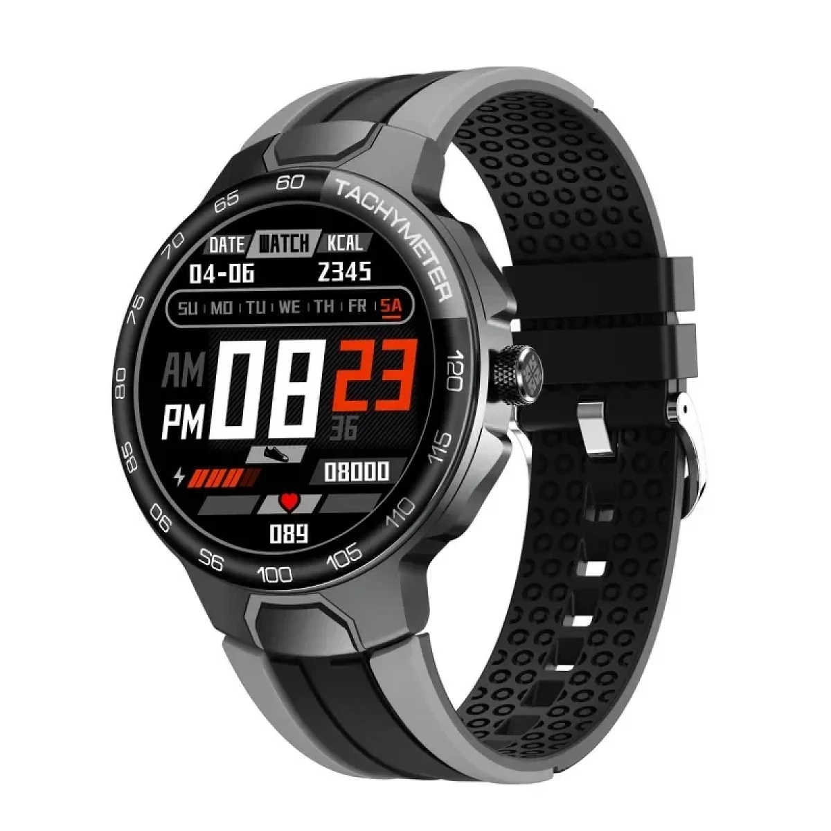 E15 Smartwatch Report IP68 Waterproof Heart Rate Monitor - Μαύρο Ανθρακί