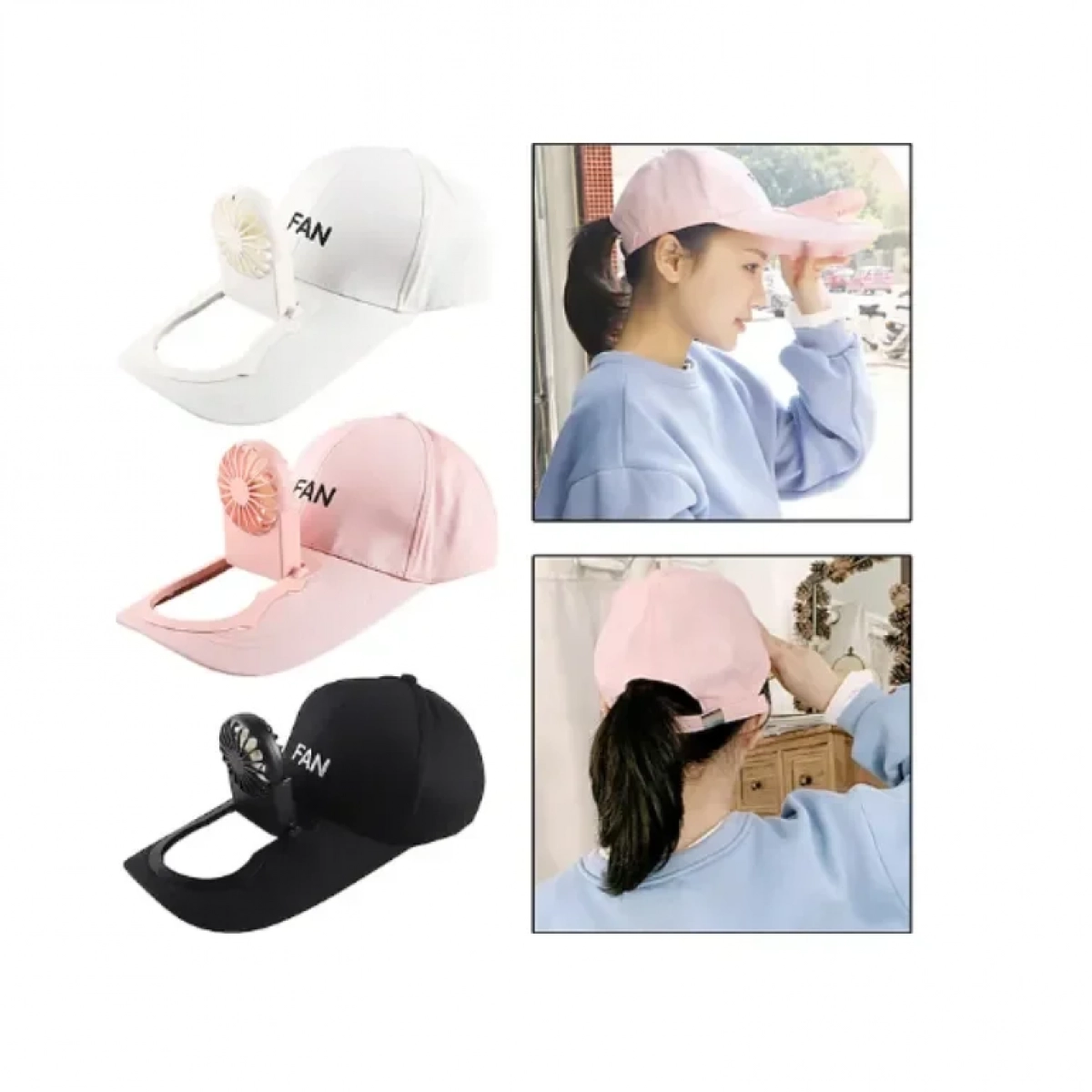 Καπέλο Με Ανεμιστήρα 3 Ταχυτήτων USB Fan Hat one size Μαύρο