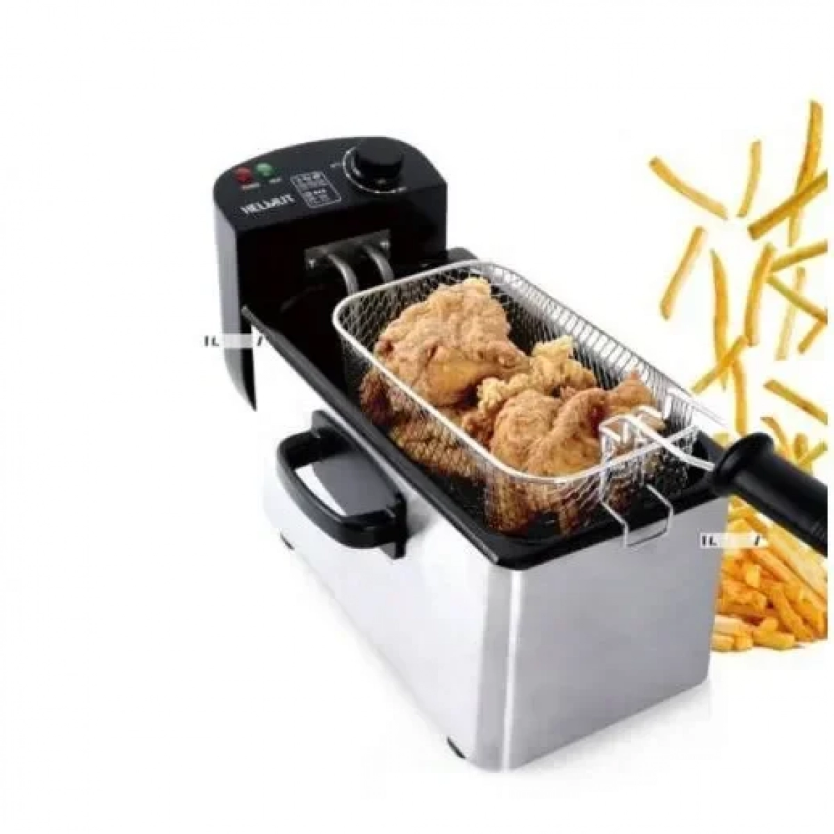 Ηλεκτρική φριτέζα για το σπίτι με αποσπώμενο μπολ 3L 2000W Helmut Silver (HM-5219)