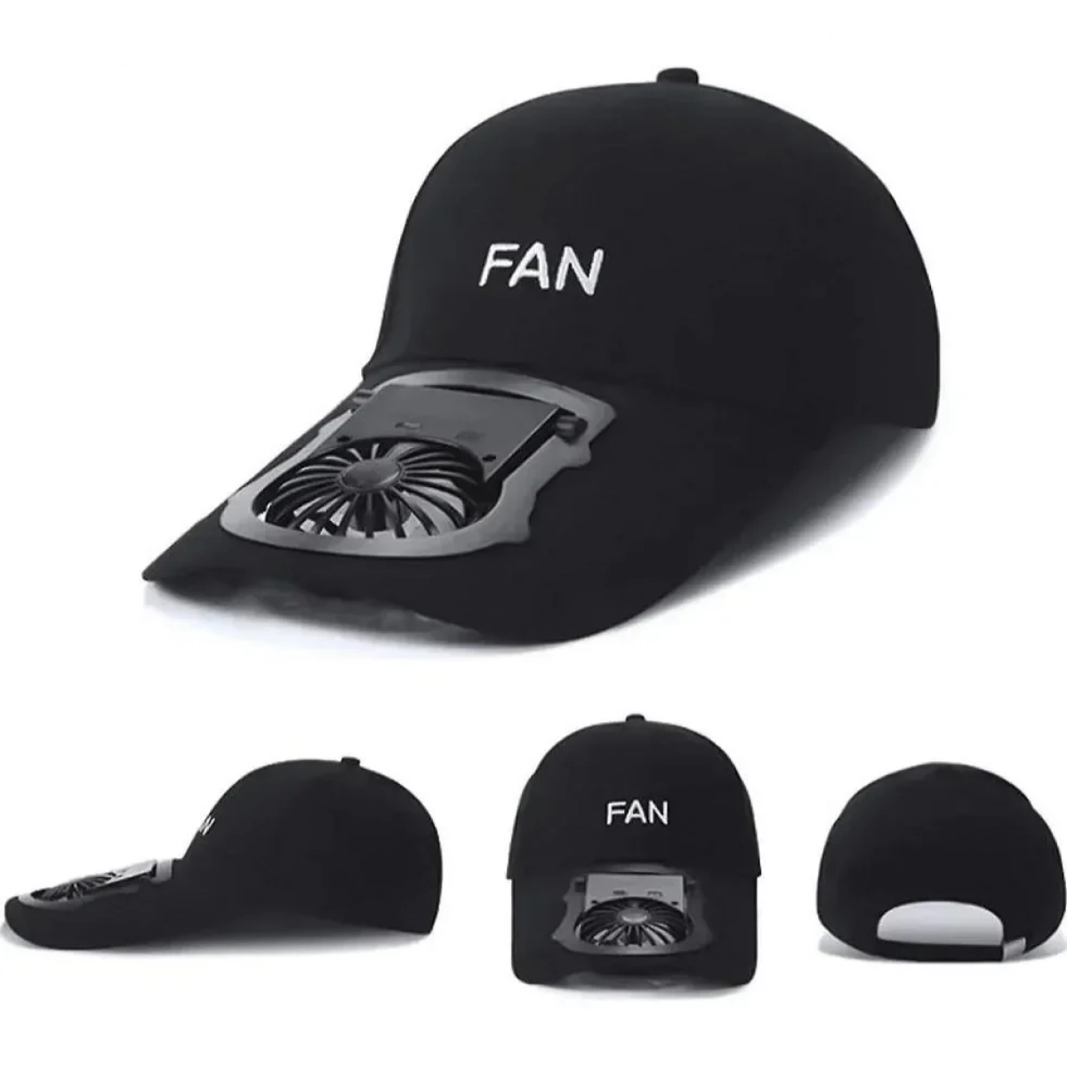 Καπέλο Με Ανεμιστήρα 3 Ταχυτήτων USB Fan Hat one size Μαύρο