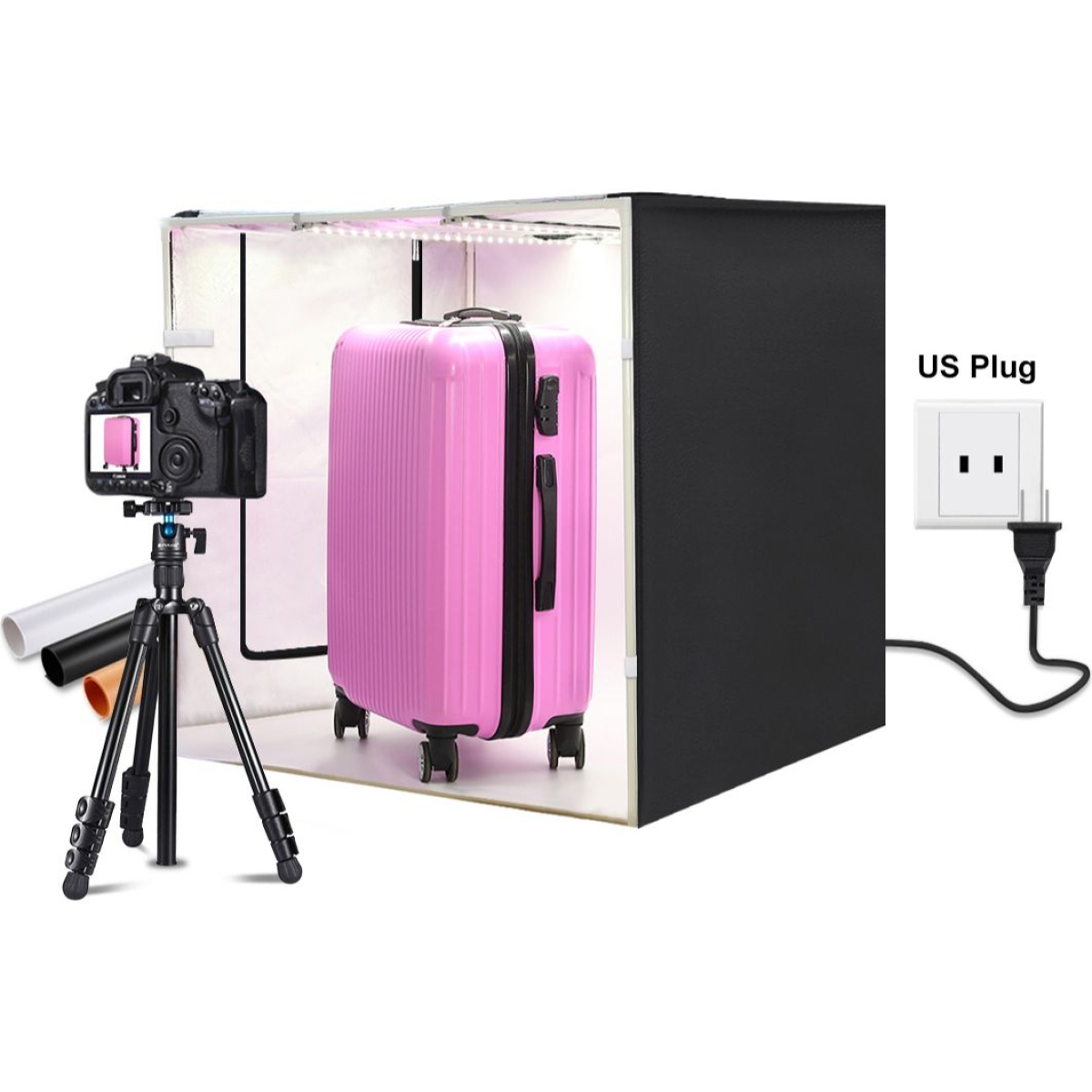 Puluz PU5080EU Photo Box LED 80x80x80cm – Φωτιζόμενο Studio Φωτογράφισης με Πολλαπλά Backdrops
