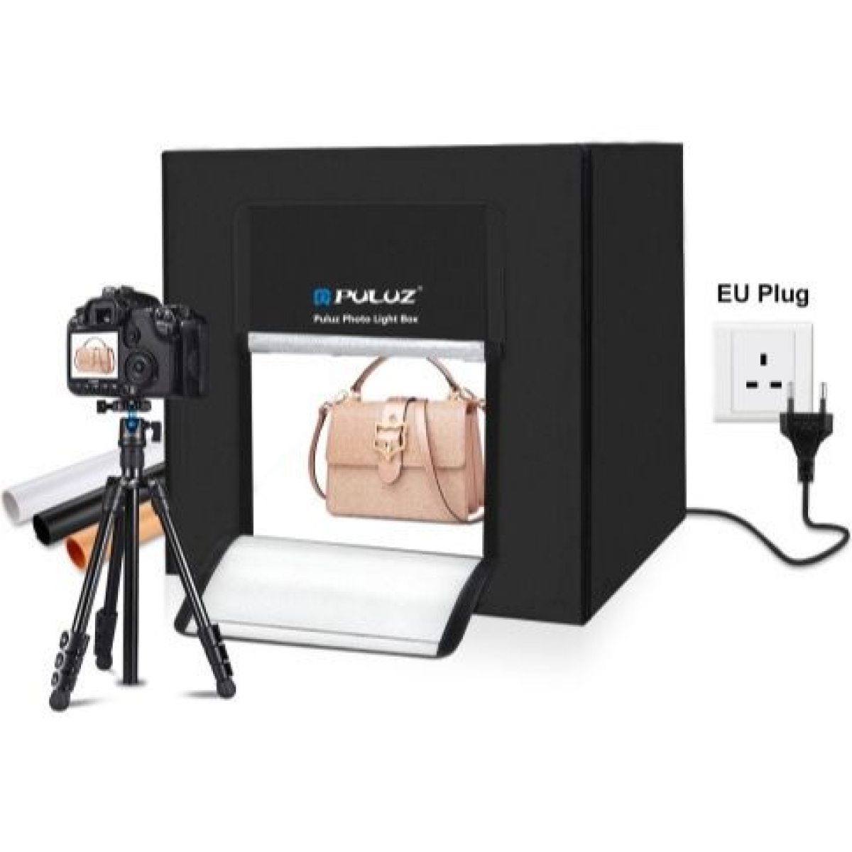 Puluz PU5080EU Photo Box LED 80x80x80cm – Φωτιζόμενο Studio Φωτογράφισης με Πολλαπλά Backdrops