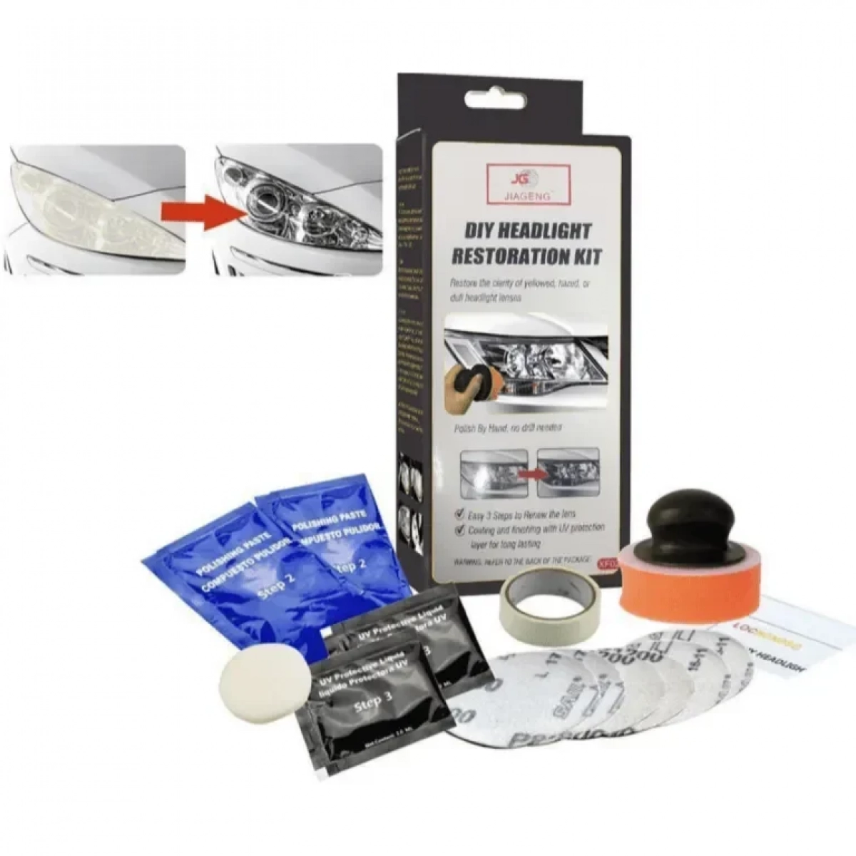 JIAGENG DIY Κιτ Αποκατάστασης Προβολέων Polish Με το χέρι XF02