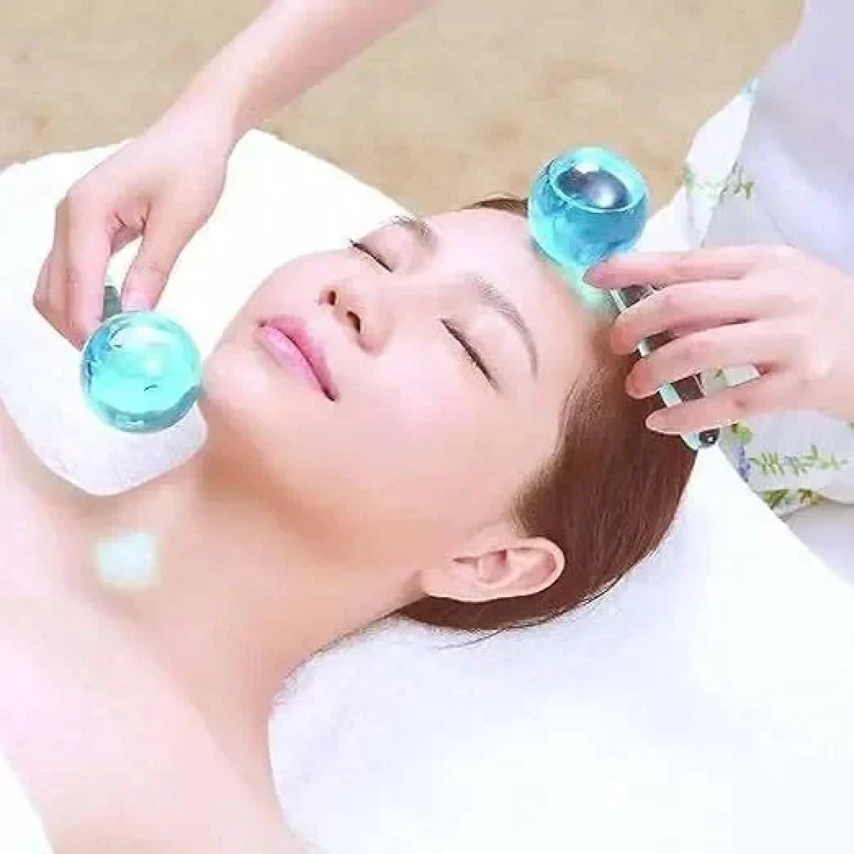 ΜΑΣΑΖ ΠΡΟΣΩΠΟΥ ΚΑΙ ΜΑΤΙΩΝ BEAUTY CRYSTAL BALL HOCKEY ICE ENERGY BALL MASSAGE FACIAL WITH COOLING ICE COLOR PINK (OEM)