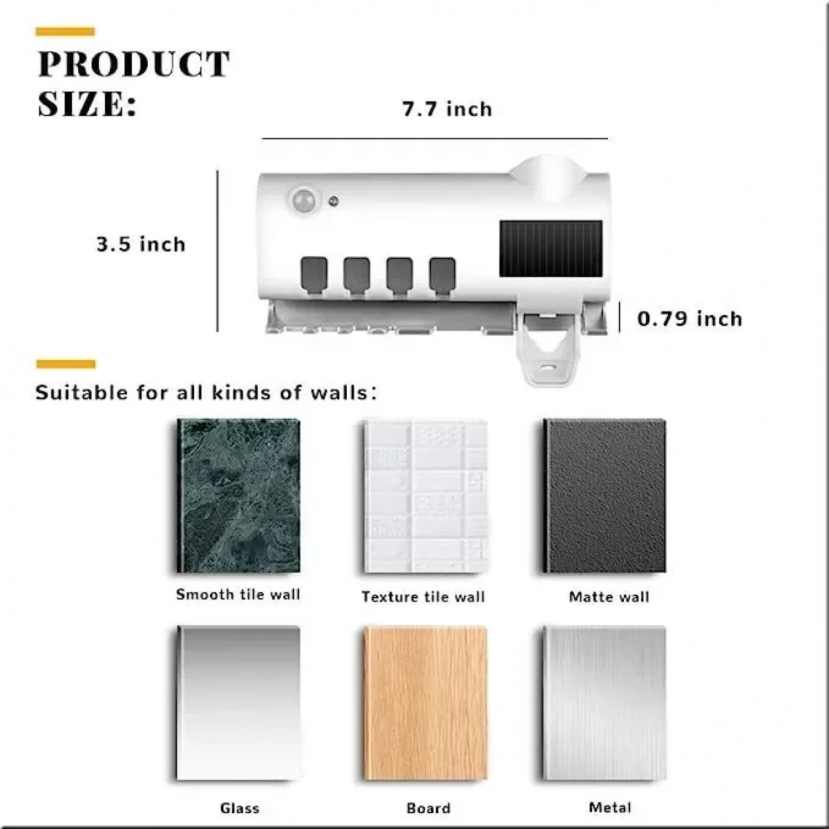 Θήκη για Οδοντόβουρτσες και Αποστειρωτής Επιτοίχιο Πλαστικό Λευκό