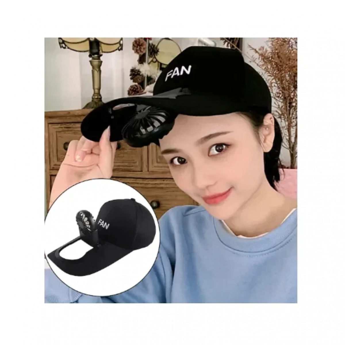 Καπέλο Με Ανεμιστήρα 3 Ταχυτήτων USB Fan Hat one size Μαύρο