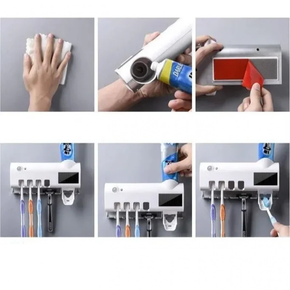 Θήκη για Οδοντόβουρτσες και Αποστειρωτής Επιτοίχιο Πλαστικό Λευκό