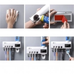 Θήκη για Οδοντόβουρτσες και Αποστειρωτής Επιτοίχιο Πλαστικό Λευκό