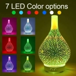 Υγραντήρας αέρα Oil Burner Home Humidificador Diffuser Humidifiers Firework Aromatherapy Diffuser 7 Χρώμα Γυάλινο Βάζο Σχήμα 3D Led