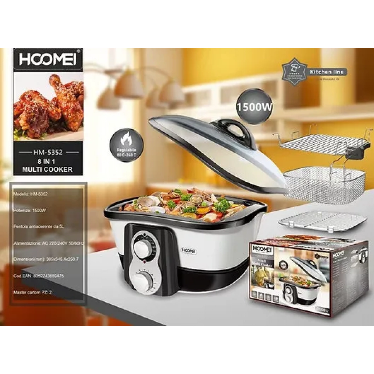 Πολυμάγειρας 1500W με Χωρητικότητα 5lt Hoomei HM-5352 - Image 2
