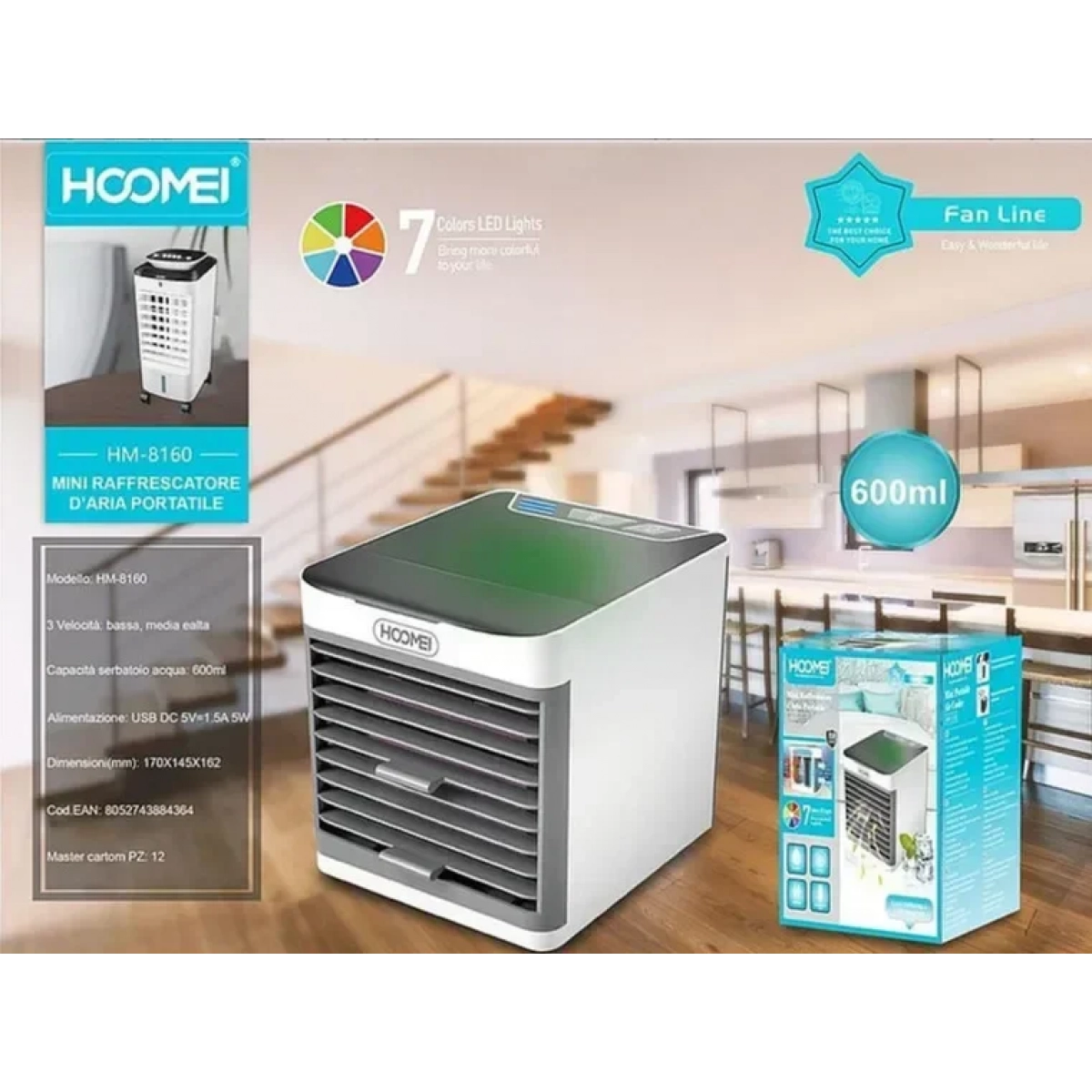 Hoomei Mini Φορητό Air Cooler Λευκό HM-8160 - Image 3
