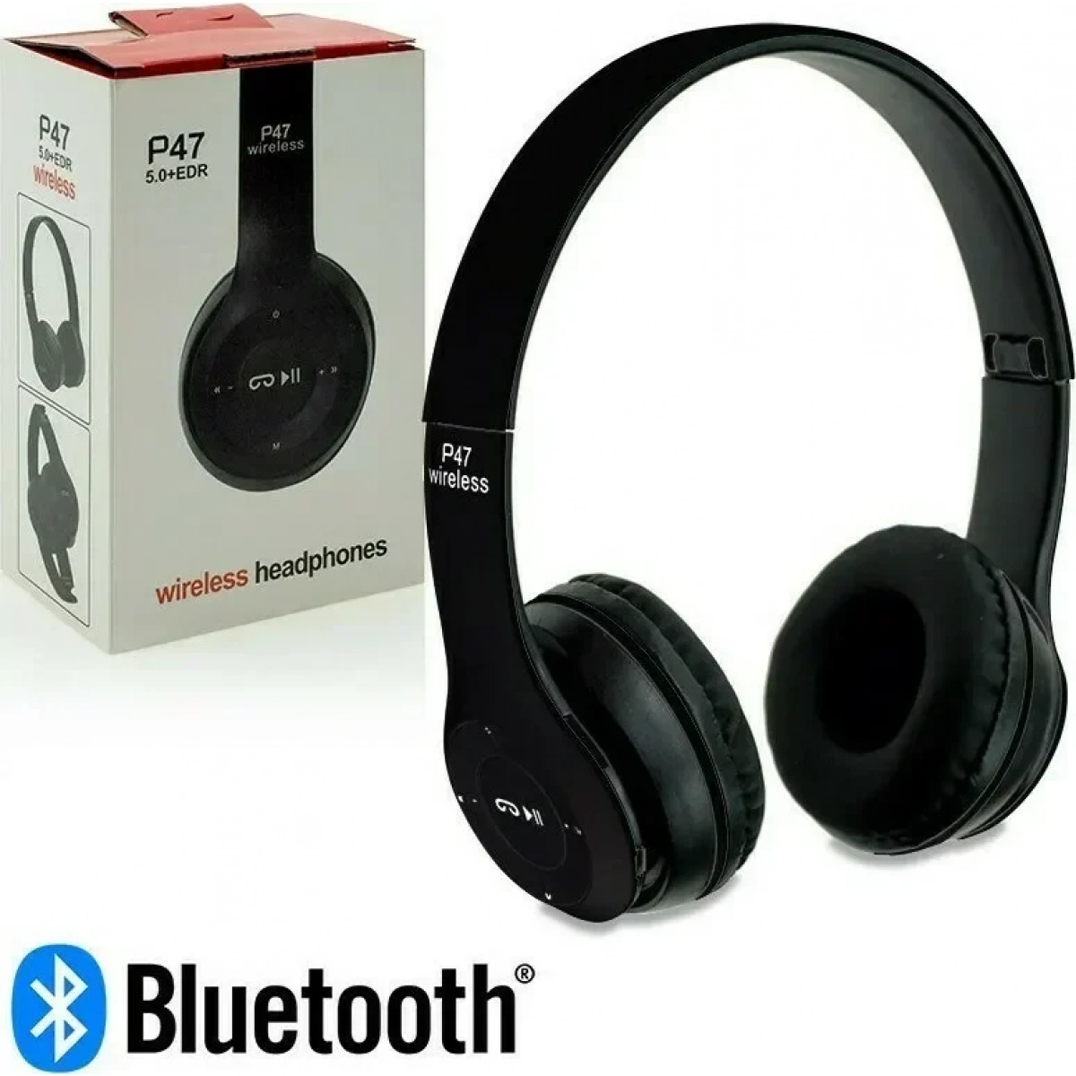 Ασύρματα ακουστικά - Headphones - P47 - 711478 - Black - OEM - Image 4