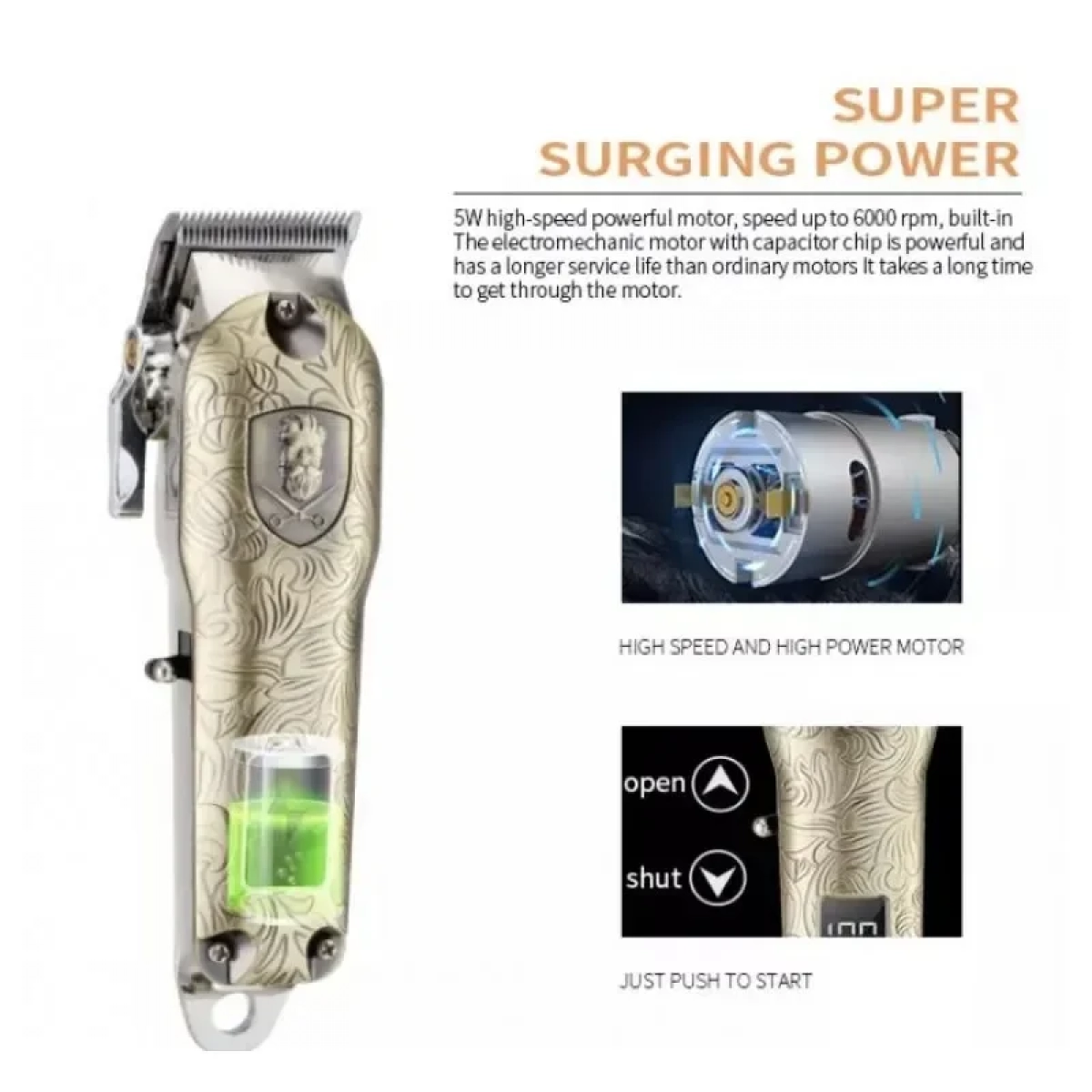 KEMEI ΕΠΑΝΑΦΟΡΤΙΖΟΜΕΝΗ ΚΟΥΡΕΥΤΙΚΗ ΜΗΧΑΝΗ ALL METAL PROFESSIONAL CLIPPER KM-2029