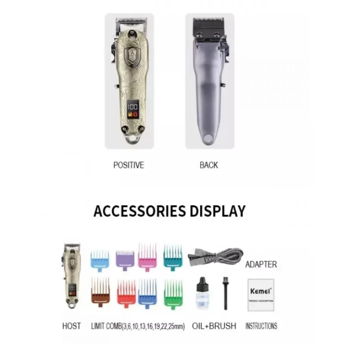 KEMEI ΕΠΑΝΑΦΟΡΤΙΖΟΜΕΝΗ ΚΟΥΡΕΥΤΙΚΗ ΜΗΧΑΝΗ ALL METAL PROFESSIONAL CLIPPER KM-2029