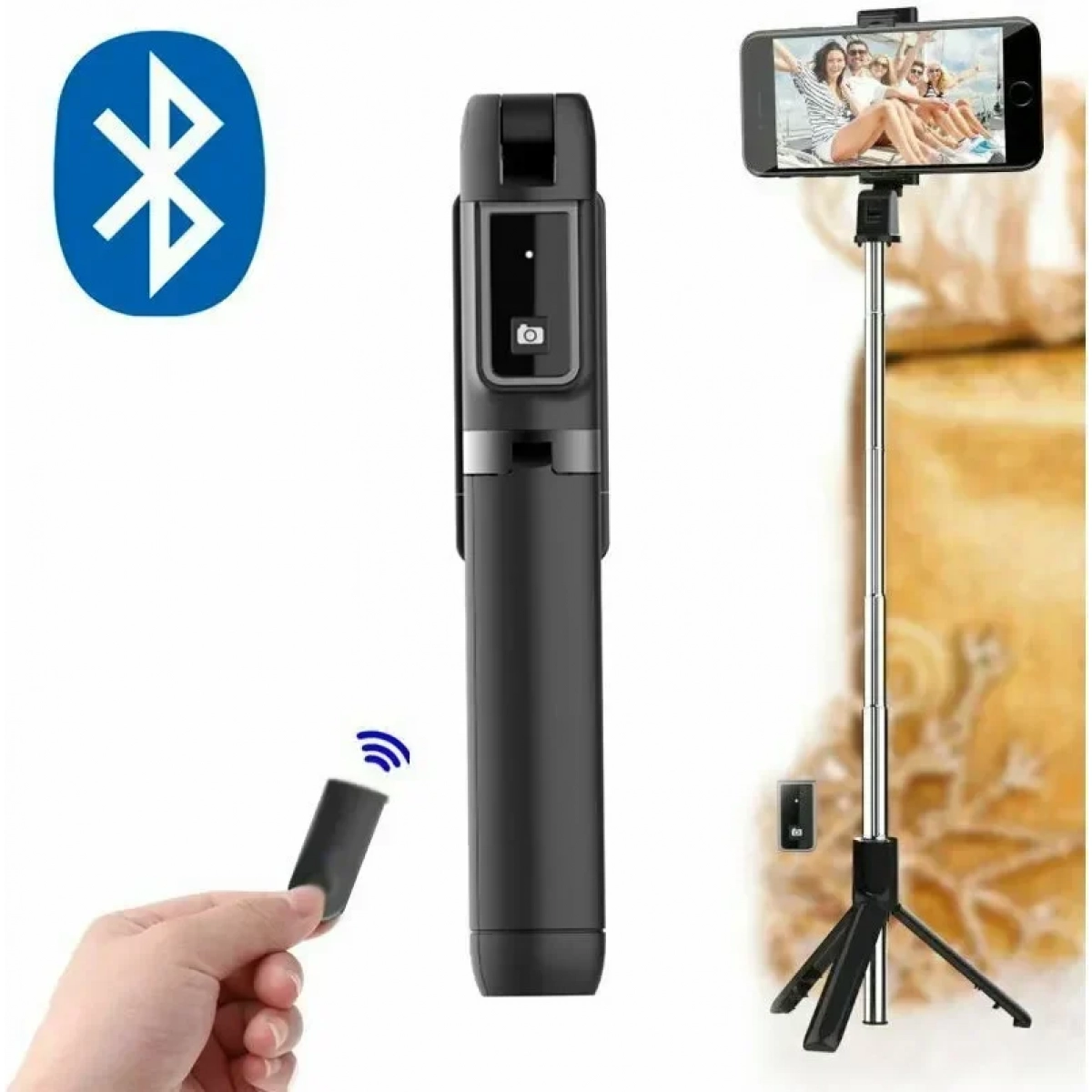 Mini Τρίποδο και Selfie Stick P40 με Bluetooth Remote Control (Μαύρο) - Image 3