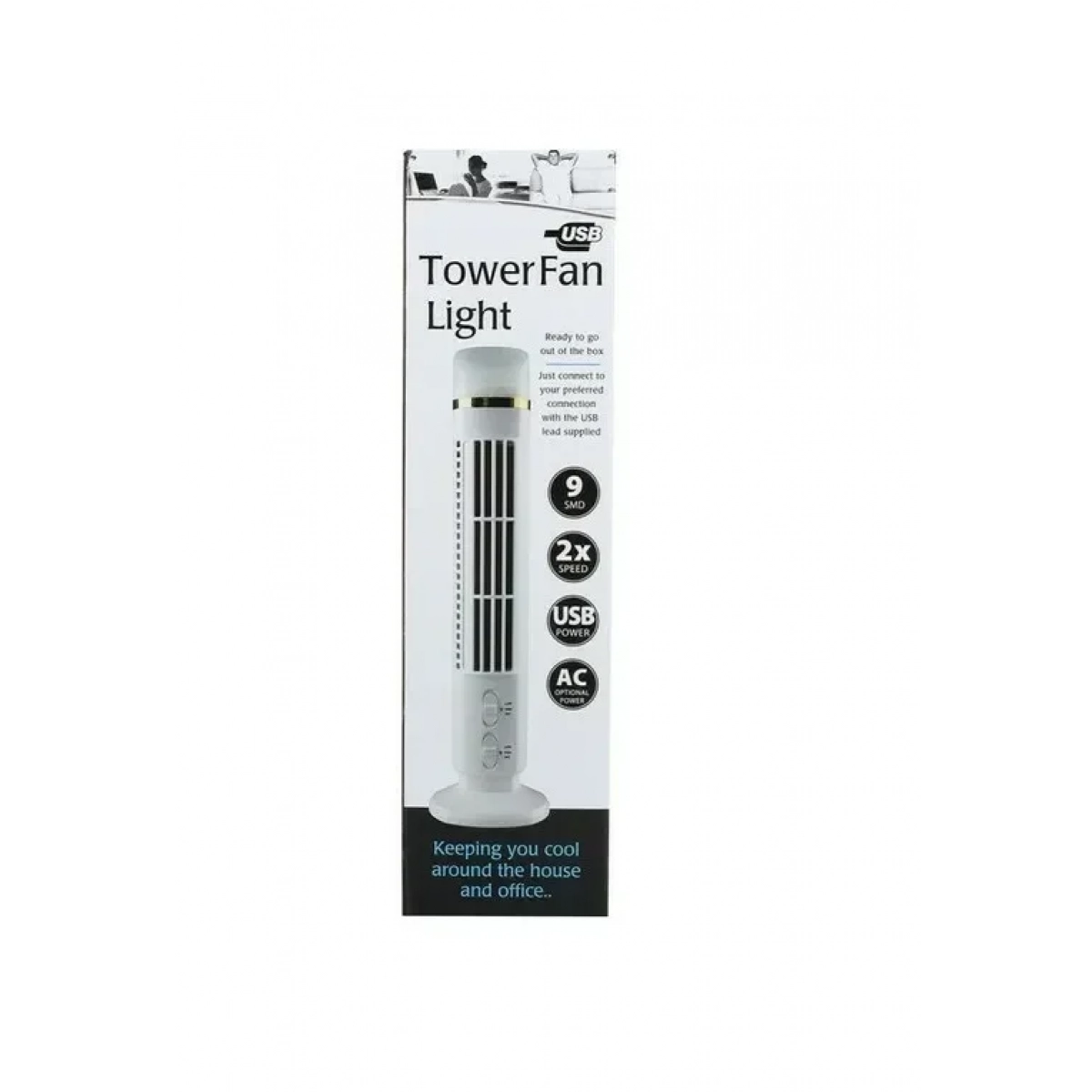 Φορητός Ανεμιστήρας Πύργος USB - Tower Fan Light 2 Speed - Image 3