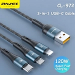 Awei CL-972 120W 3 σε1 Καλώδιο γρήγορης φόρτισης 1,2 m Μπλε