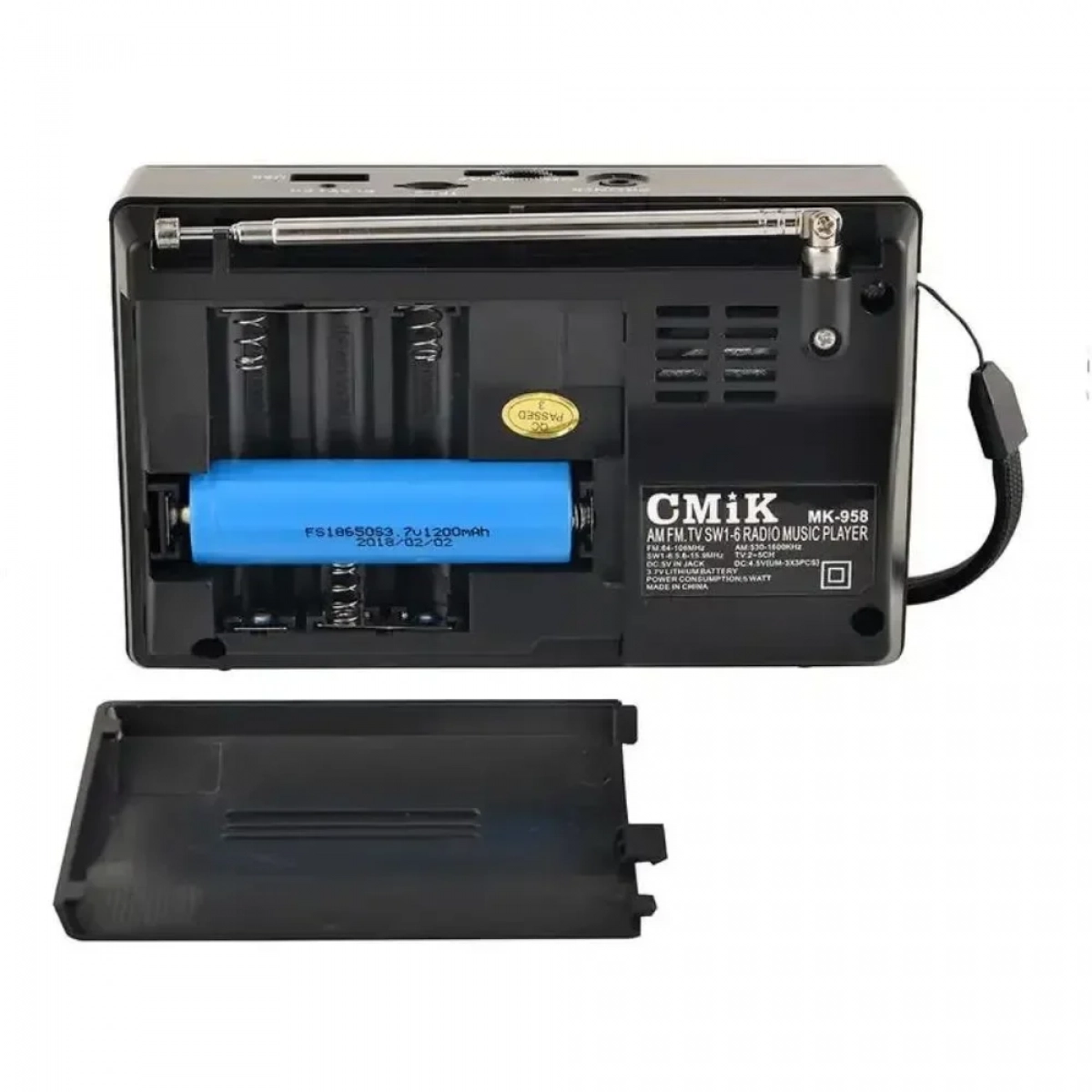 CMiK MK-958 Φορητό Ραδιόφωνο Επαναφορτιζόμενο με USB - Μαύρο - Photo3