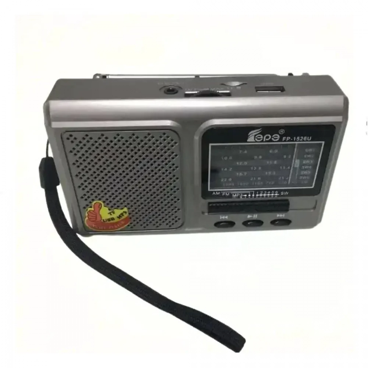 Φορητό Επαναφορτιζόμενο Ραδιόφωνο FP-1525U με USB σε Ασημί Χρώμα - Photo4