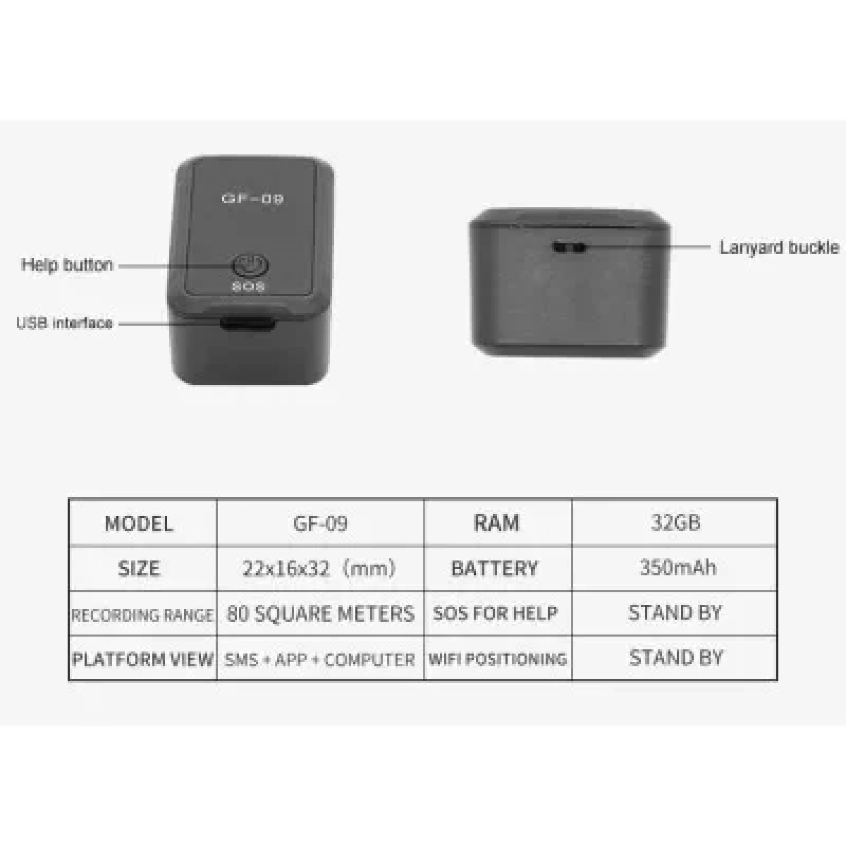 GPS Tracker GF-09 Mini Μαύρο