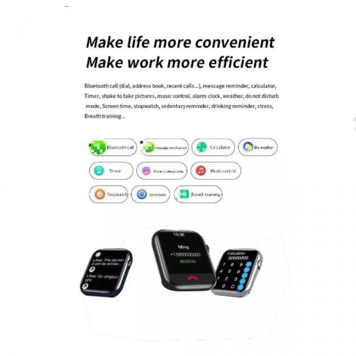 Smartwatch LD6 Σειρά 6 Αδιάβροχο με HD Οθόνη και Bluetooth Κλήση - Μαύρο - Photo3