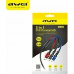 3 σε 1 Καλώδιο Δεδομένων Micro USB, Type-C, Lightning 2.4A Awei CL-971 120cm