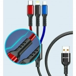 3 σε 1 Καλώδιο Δεδομένων Micro USB, Type-C, Lightning 2.4A Awei CL-971 120cm