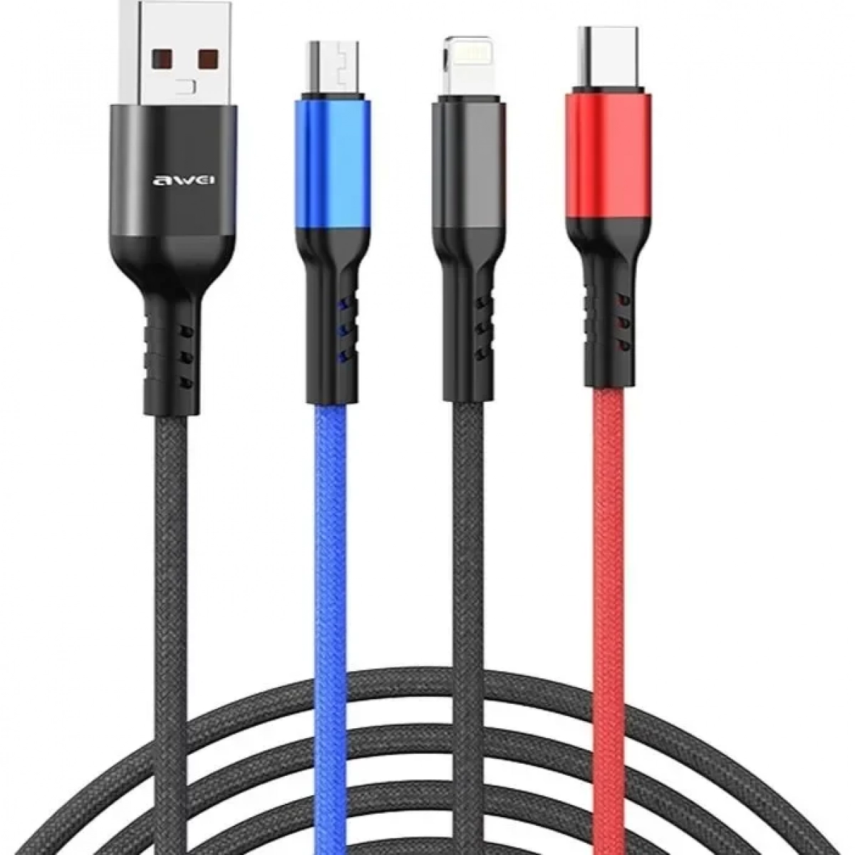 3 σε 1 Καλώδιο Δεδομένων Micro USB, Type-C, Lightning 2.4A Awei CL-971 120cm