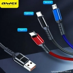 3 σε 1 Καλώδιο Δεδομένων Micro USB, Type-C, Lightning 2.4A Awei CL-971 120cm - Image 2