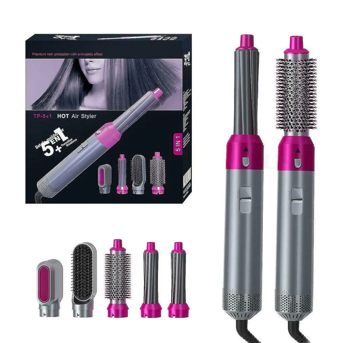 VGR Ηλεκτρική Βούρτσα Hot Air Styler 600W Γκρι/Φούξια