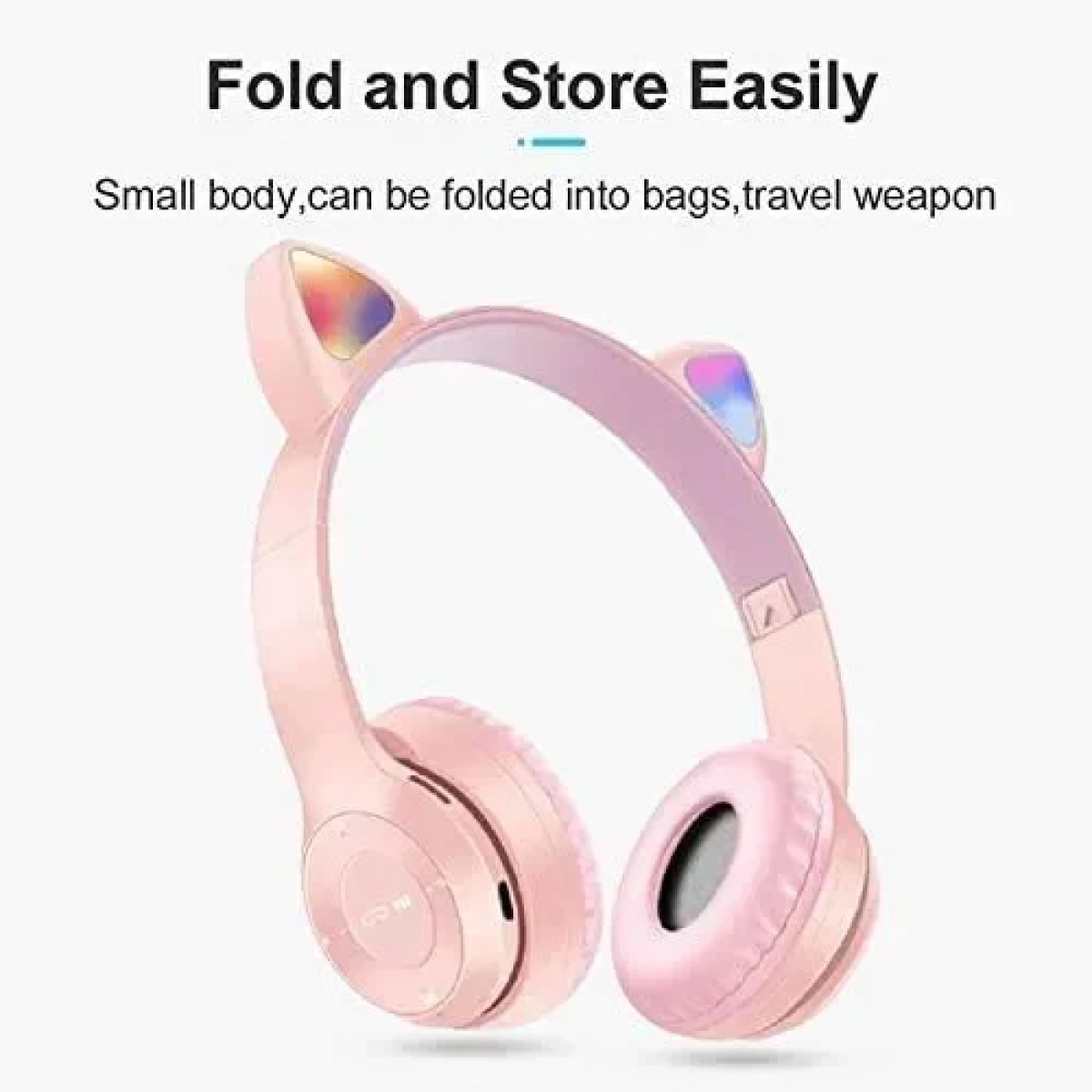 Cat Ears Y47 Ασύρματα Bluetooth On Ear Ακουστικά Ροζ