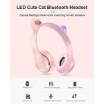 Cat Ears Y47 Ασύρματα Bluetooth On Ear Ακουστικά Ροζ