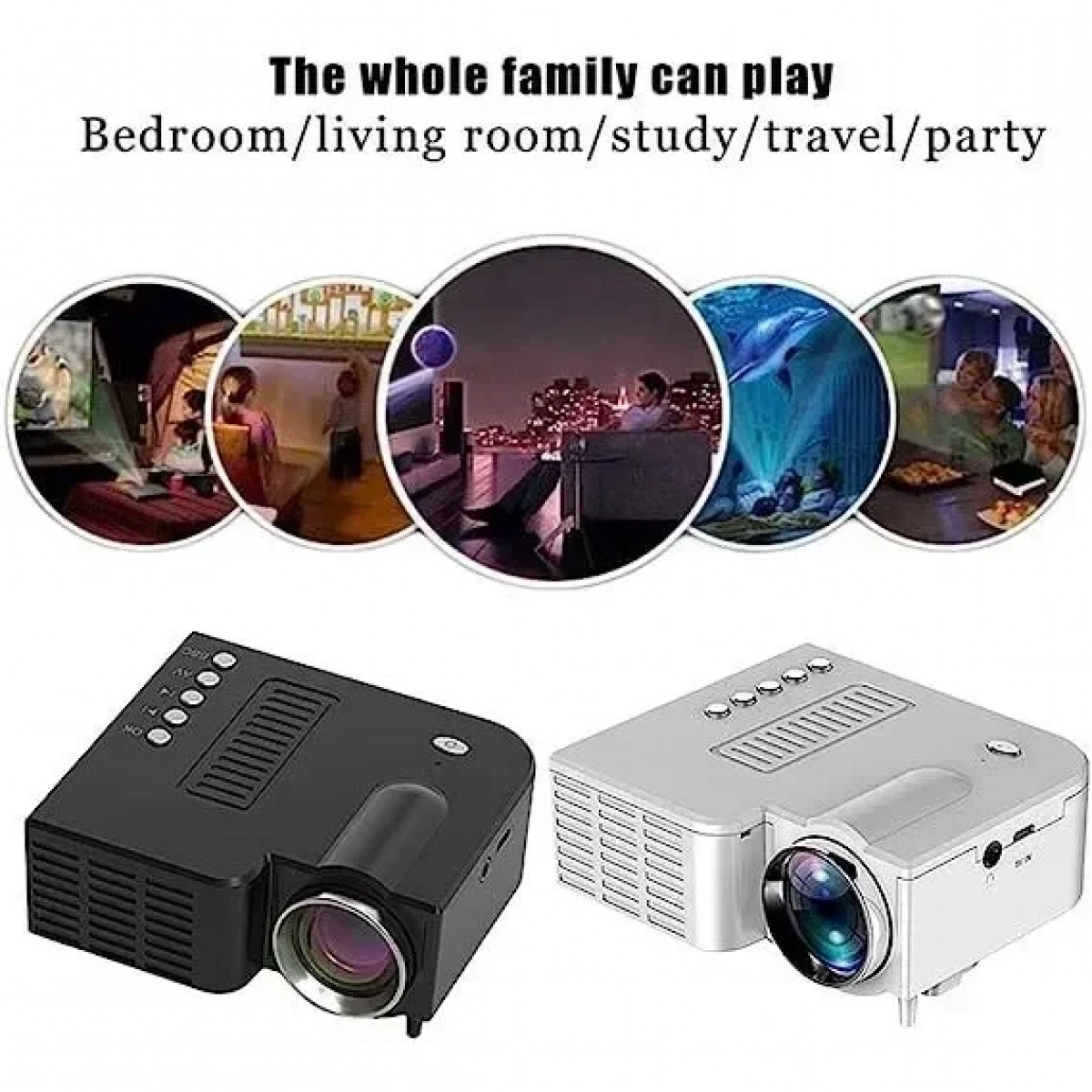 Φορητός προβολέας ενσύρματο ίδιας οθόνης Hd Home Projector Mini 3D Projector λευκός