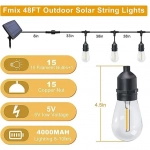 48FT/15LED Solar String Lights Outdoor