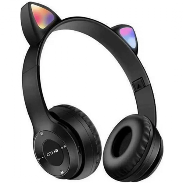 Cat Ears Y47 Ασύρματα Bluetooth On Ear Ακουστικά Μαύρα