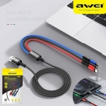 3 σε 1 Καλώδιο Δεδομένων Micro USB, Type-C, Lightning 2.4A Awei CL-971 120cm