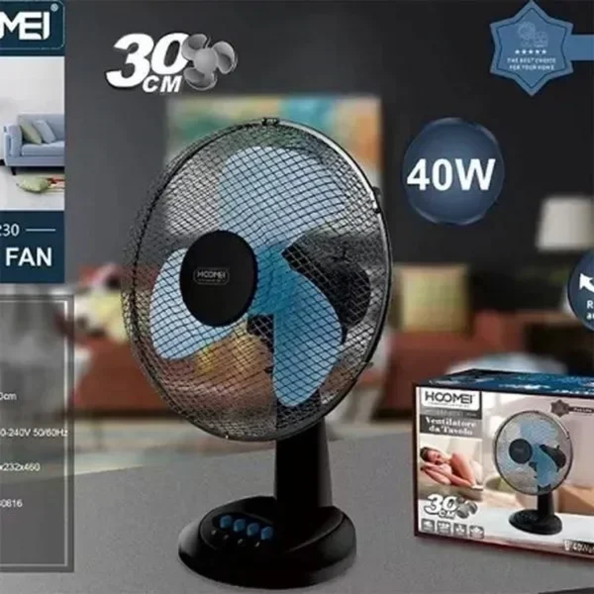 Hoomei HM-8230 Επιτραπέζιος Ανεμιστήρας 40W Διαμέτρου 30cm