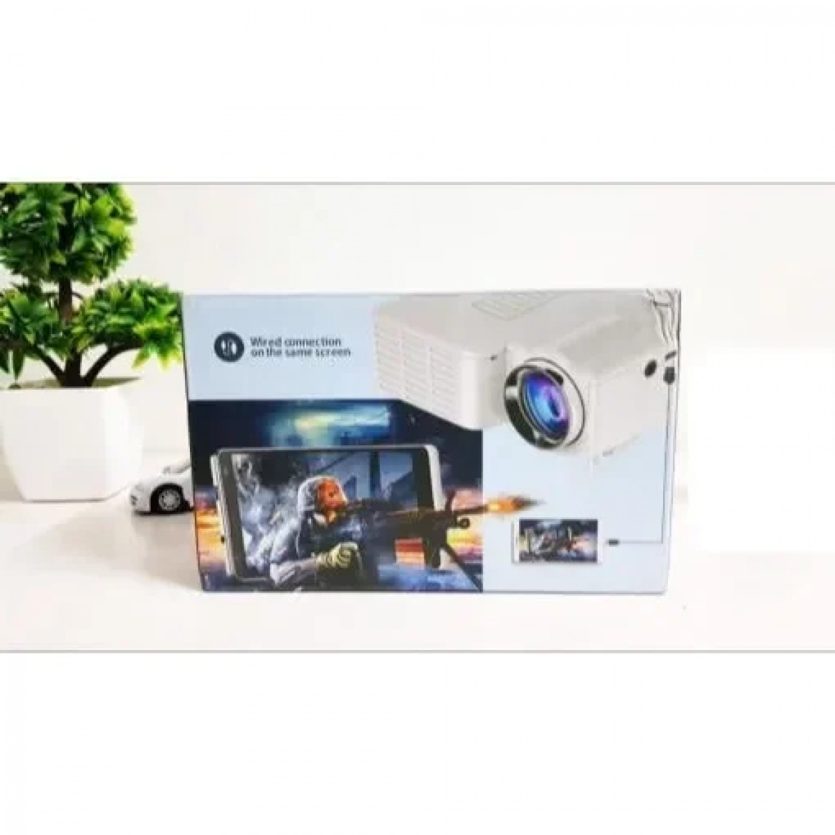 Φορητός προβολέας ενσύρματο ίδιας οθόνης Hd Home Projector Mini 3D Projector λευκός
