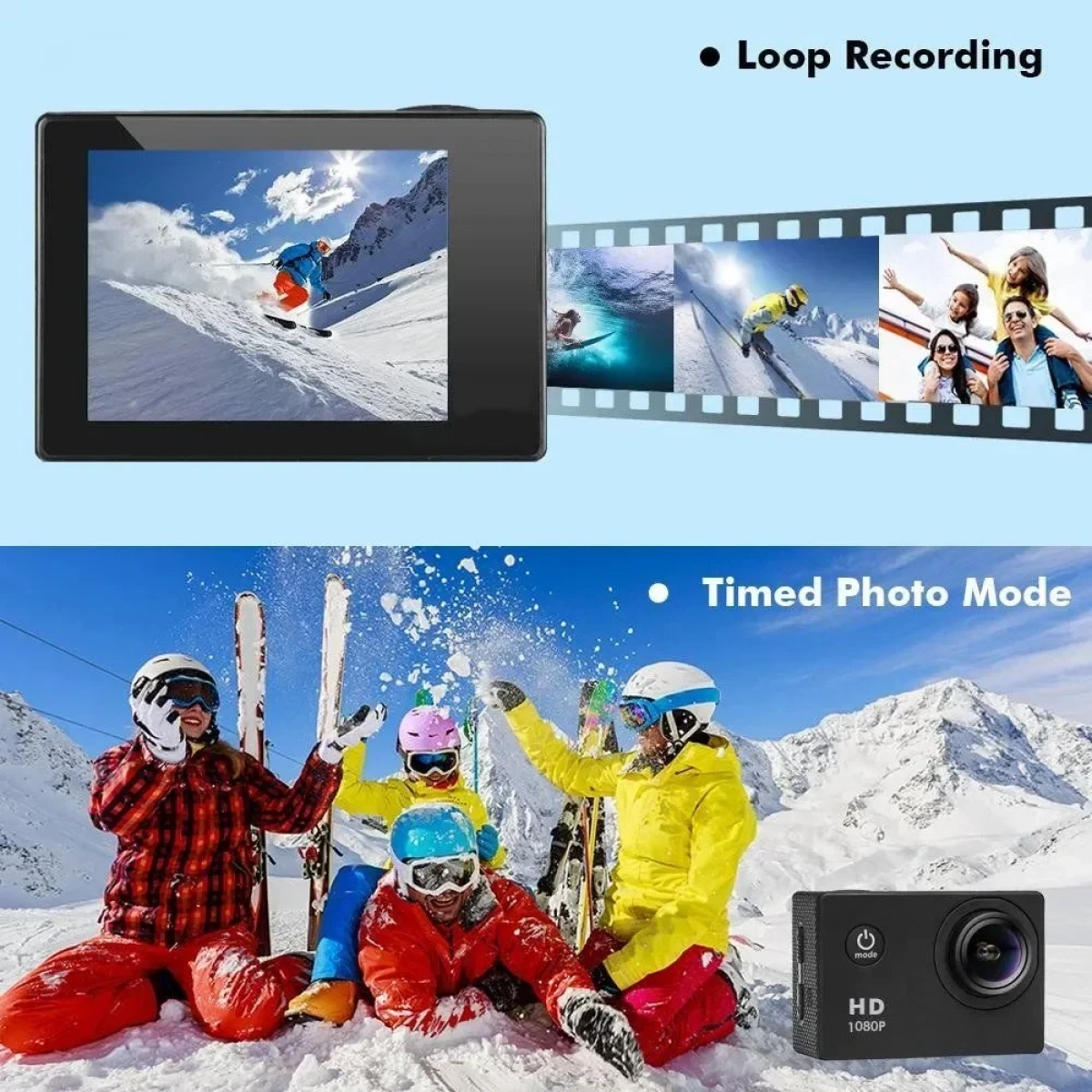 SPC1080 Action Camera Full HD (1080p) Υποβρύχια (με Θήκη) Μπλε με Οθόνη 2"