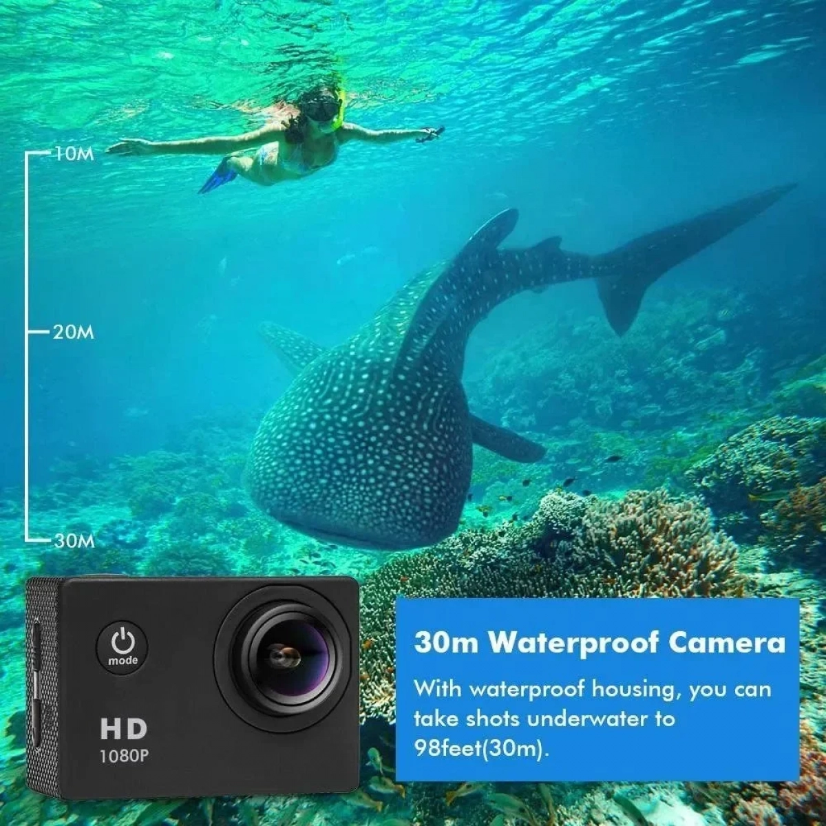 SPC1080 Action Camera Full HD (1080p) Υποβρύχια (με Θήκη) Μπλε με Οθόνη 2"