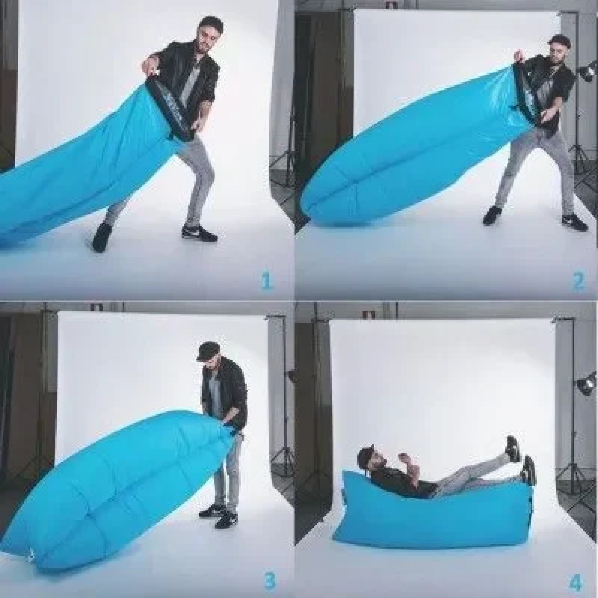 EASYLAZY ΦΟΥΣΚΩΤΟ ΣΤΡΩΜΑ ΚΑΙ ΚΑΘΙΣΜΑ ΞΑΠΛΩΣΤΡΑ LAZY BAG-INFLATABLE AIR SOFA BLACK