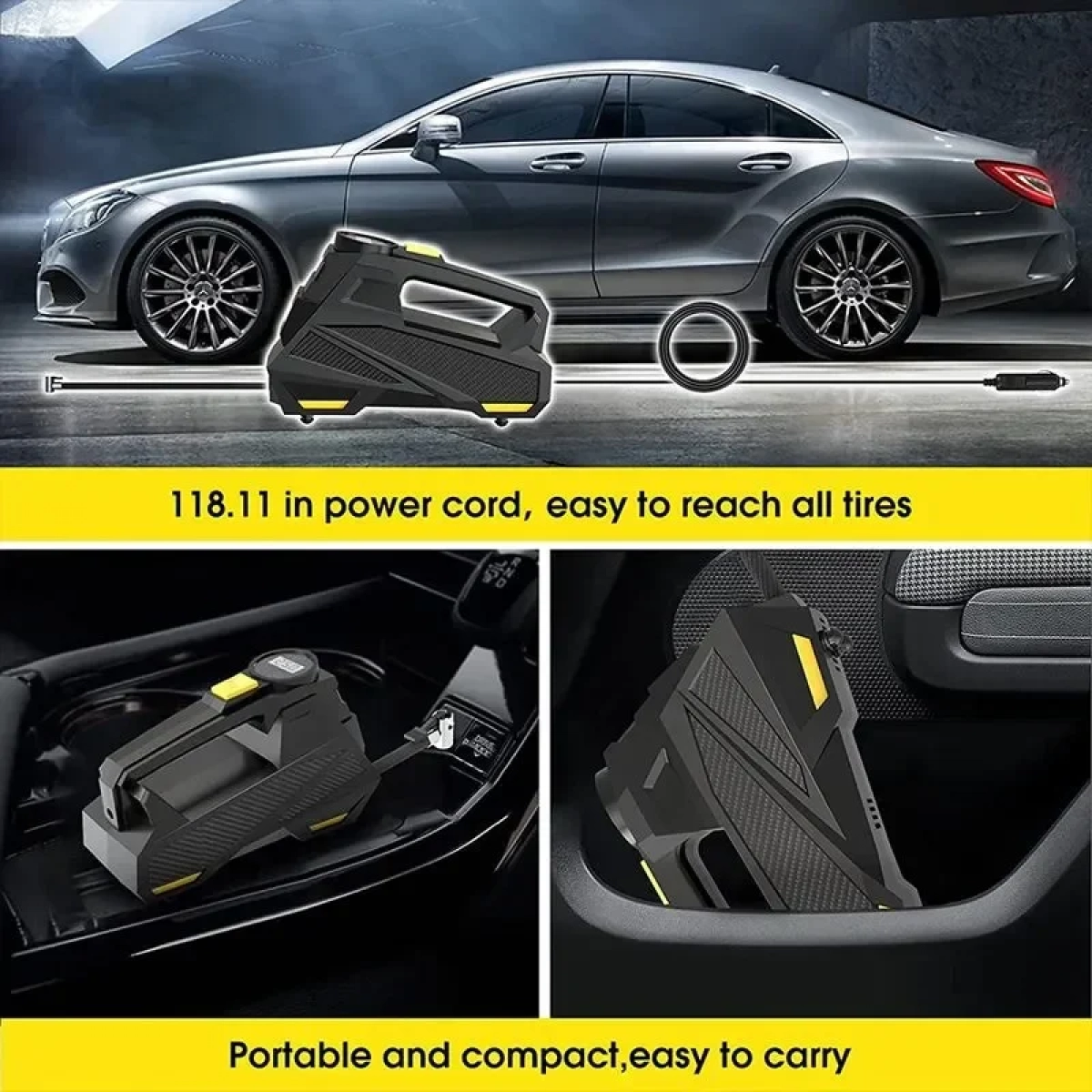 Carsun Τρόμπα Αυτοκινήτου C3012-1 με Καλώδιο Αναπτήρα 12V c3012-1B450