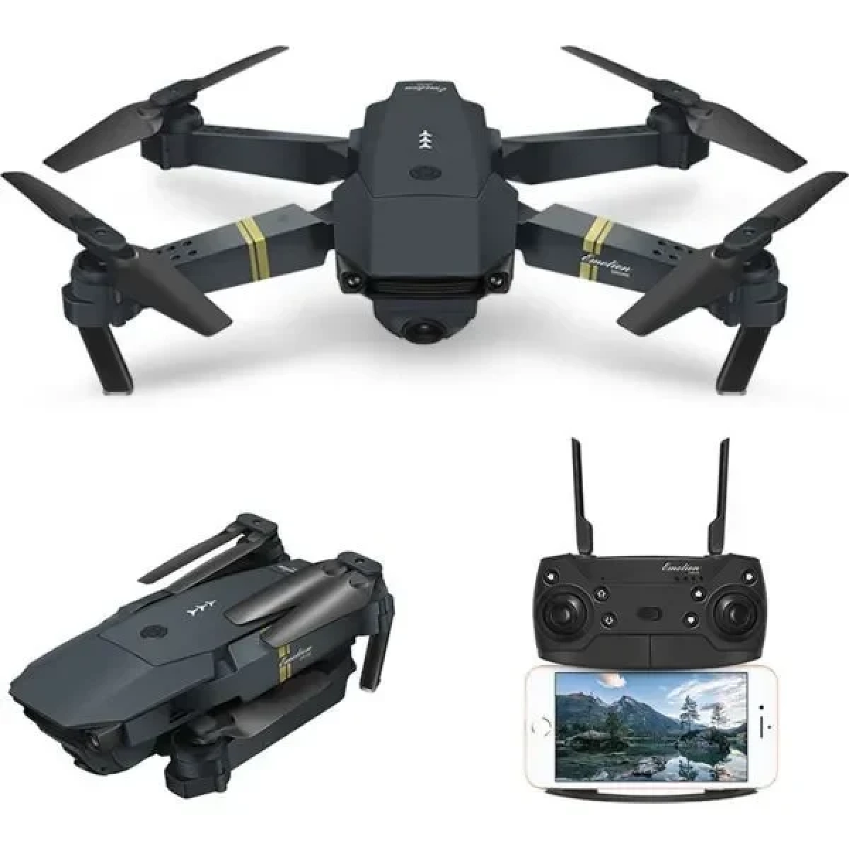 Eachine E58 WiFi FPV Αναδιπλούμενο RC Drone Quadcopter RTF με 2MP Ευρυγώνια Κάμερα και Hover Mode Μαύρο