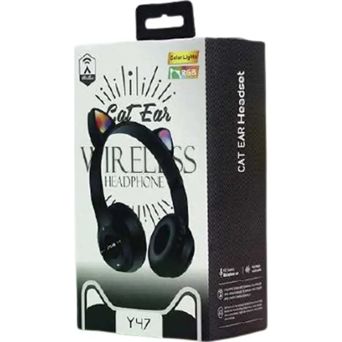 Cat Ears Y47 Ασύρματα Bluetooth On Ear Ακουστικά Μαύρα