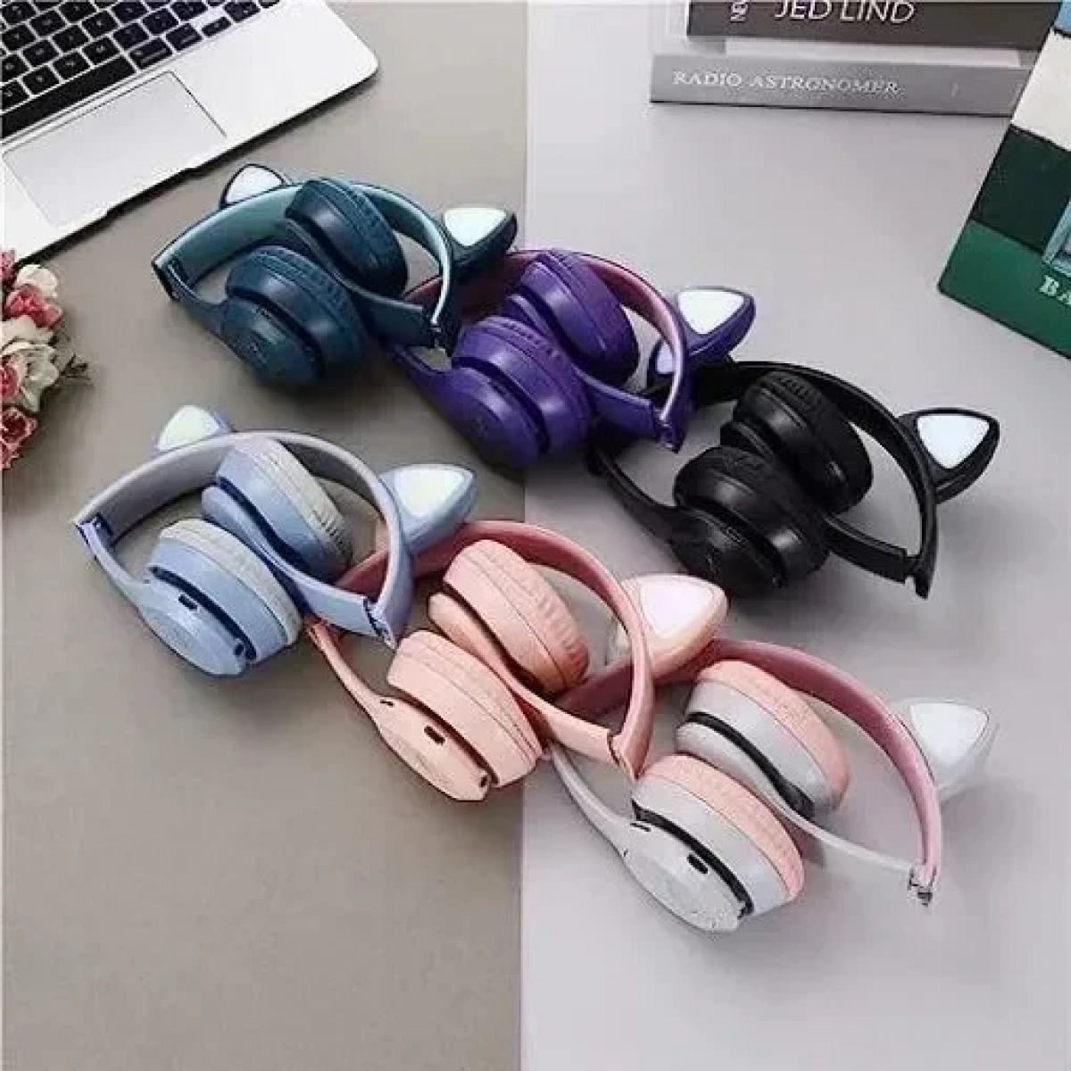 Cat Ears Y47 Ασύρματα Bluetooth On Ear Ακουστικά Μαύρα
