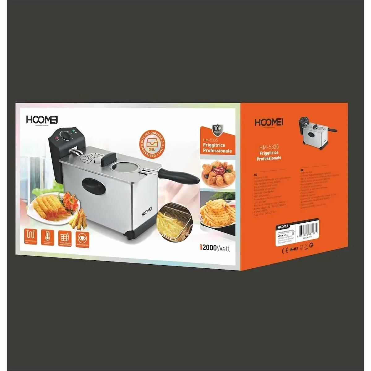 Hoomei HM-5335 Φριτέζα Λαδιού με Αποσπώμενο Κάδο 3.5lt Ασημί - Image 2