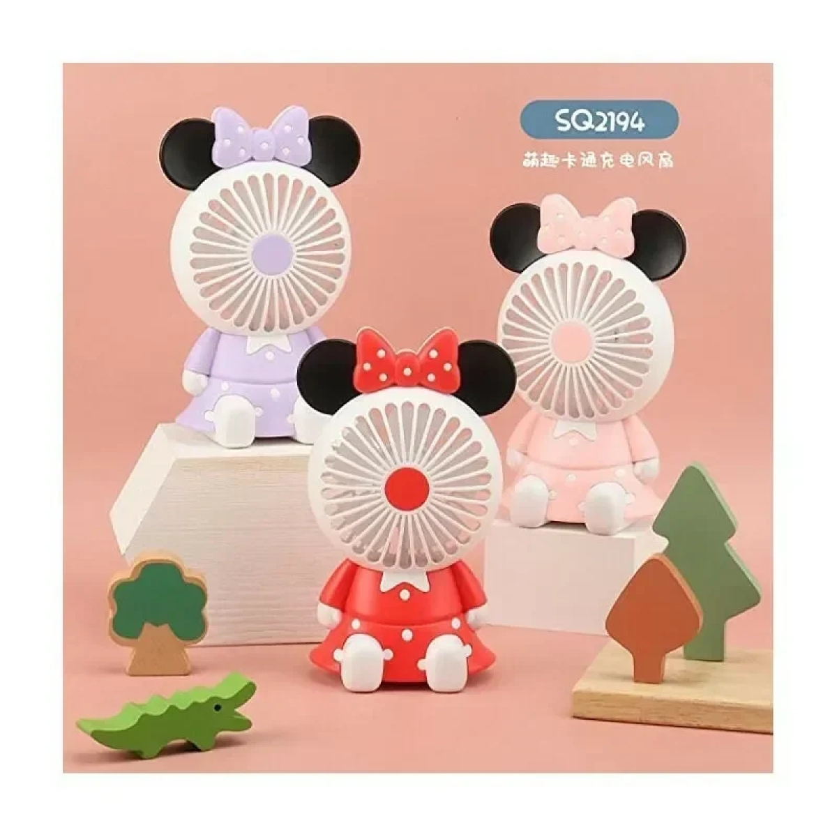 fans-SQ2194 Roshow Handheld Mini Fan Office Desktop Portable Creative σε Ροζ - Image 2